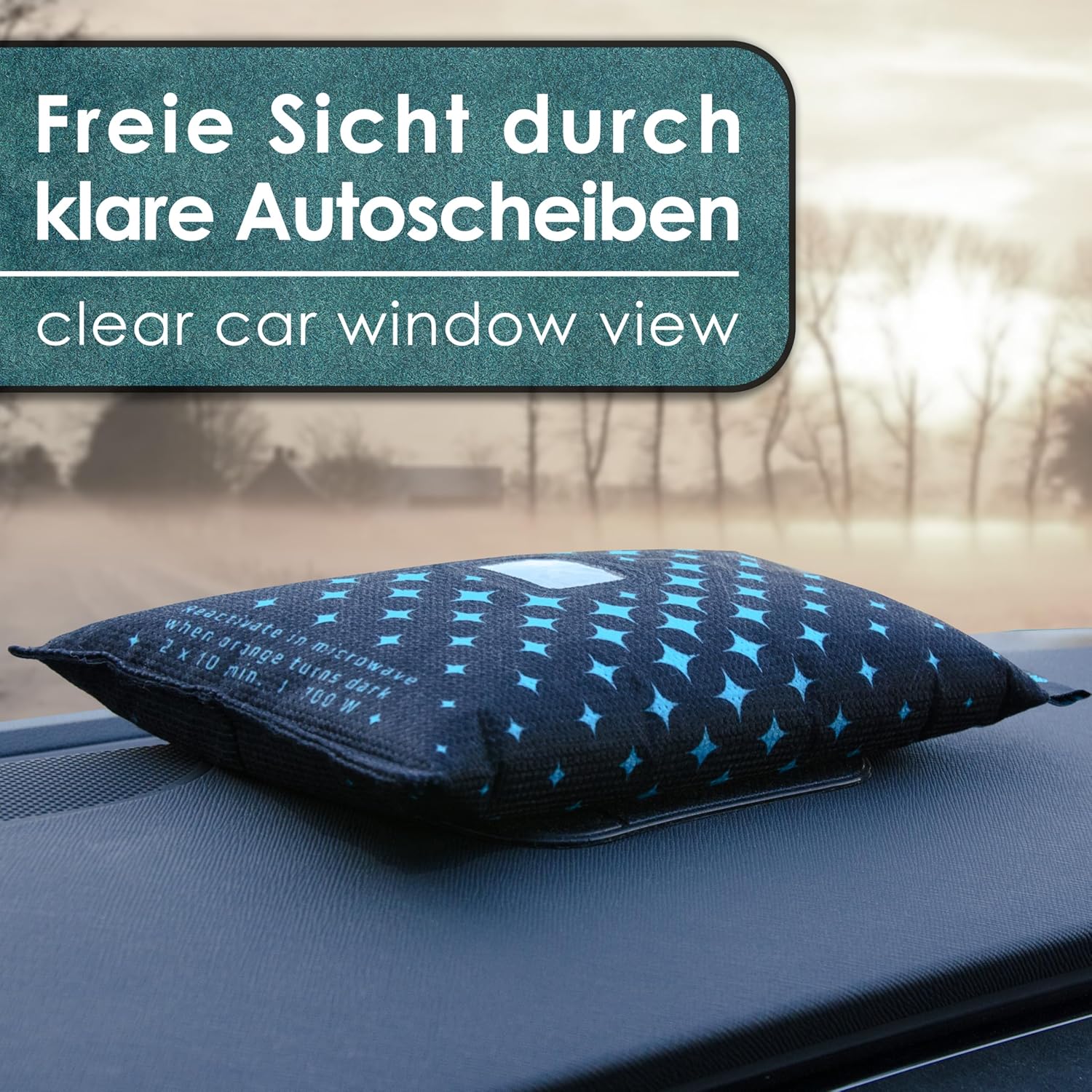 Luftentfeuchter-Kissen mit Indikator-Fenster 750g für beschlagene Autoscheiben inkl. Anti-Rutsch Pad