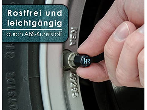 Auto-Ventilkappen beschriftet mit Dichtung aus rostfreiem ABS-Material | 8 Stück