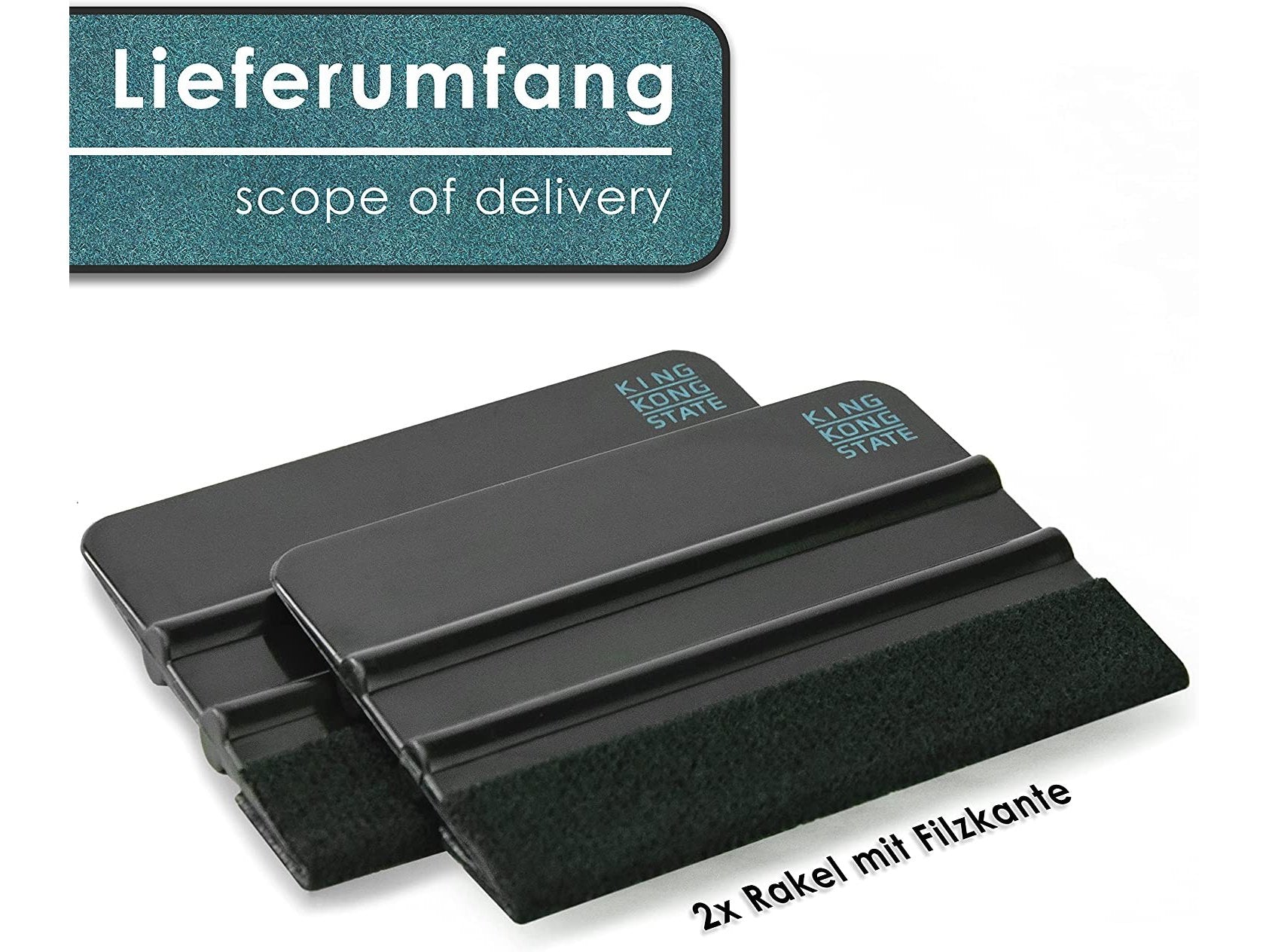 Kunststoff-Rakel 2er Pack | hochwertige Folienrakel mit Filzkante 10 x 7,3 cm
