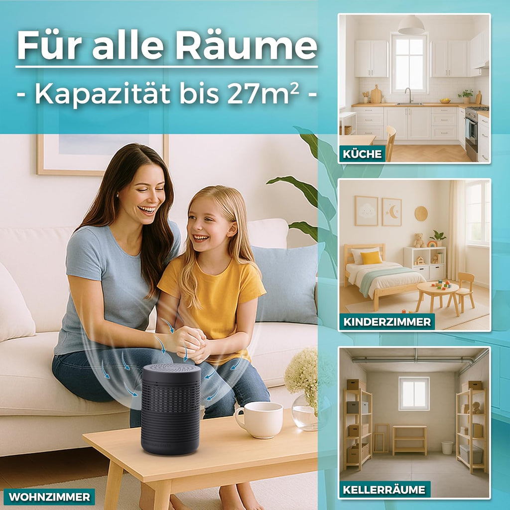 Luftentfeuchter ohne Strom | inkl. 3-Monatsvorrat Luftentfeuchter-Granulat | Entfeuchter gegen Schimmel in Wohnung, Bad, Keller