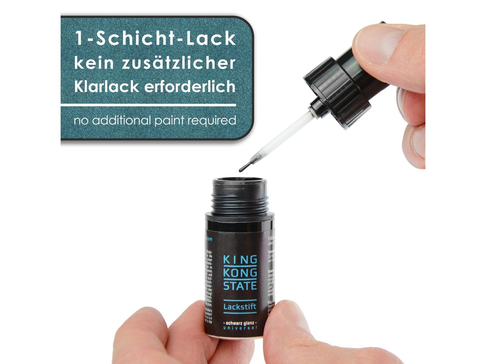 Lackstift - SCHWARZ GLANZ - 1-Schicht-Lack zur Ausbesserung von Steinschlägen und Kratzern an Fahrzeugen