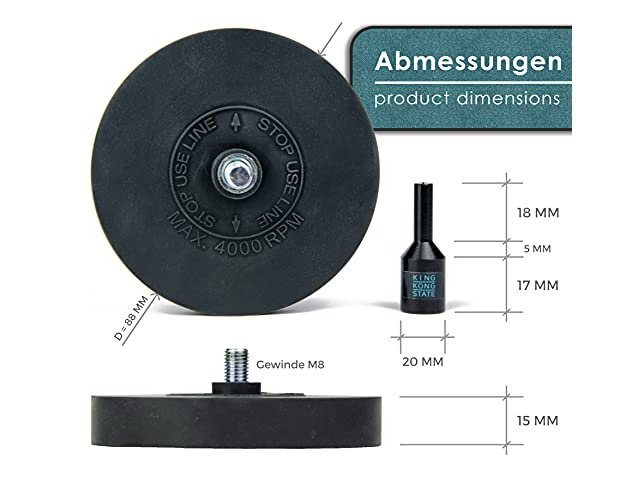 Folienradierer zum Entfernen von Folien und Aufklebern | Schwarze Radierscheibe für Akku-Bohrmaschinen