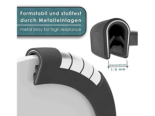 Auto-Kantenschutz 8m schwarz aus Kautschuk l Gummiprofil inkl. Metallverstärkung