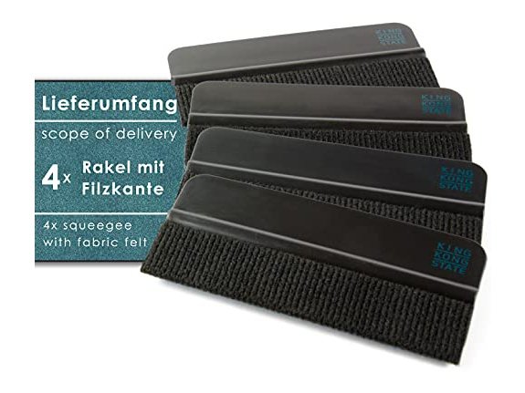 Kunststoff-Rakel 4er Set | hochwertige Folienrakel mit Filzkante 10 x 4,5 cm