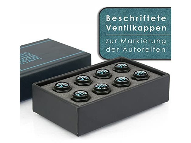 Auto-Ventilkappen beschriftet mit Dichtung aus rostfreiem ABS-Material | 8 Stück