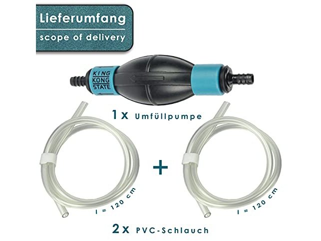 B-WARE: Handpumpe / Umfüllpumpe für Flüssigkeiten wie Wasser, Benzin, Diesel oder Öl-Gemische l Optimal für den Auto- und Motorrad-Bereich