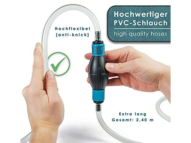 B-WARE: Handpumpe / Umfüllpumpe für Flüssigkeiten wie Wasser, Benzin, Diesel oder Öl-Gemische l Optimal für den Auto- und Motorrad-Bereich