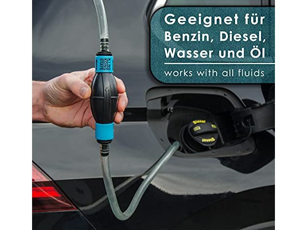 Handpumpe / Umfüllpumpe für Flüssigkeiten wie Wasser, Benzin, Diesel oder Öl-Gemische l Optimal für den Auto- und Motorrad-Bereich