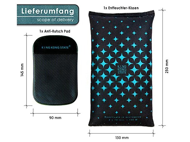 Luftentfeuchter-Kissen 1kg für beschlagene Autoscheiben inkl. Anti-Rutsch Pad