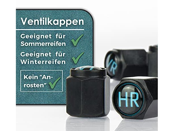 Auto-Ventilkappen beschriftet mit Dichtung aus rostfreiem ABS-Material | 8 Stück