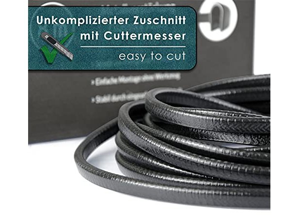 Auto-Kantenschutz 8m schwarz aus Kautschuk l Gummiprofil inkl. Metallverstärkung