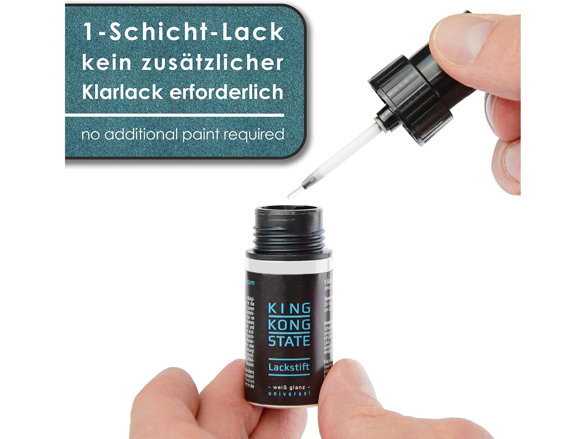 Lackstift - WEIß GLANZ - 1-Schicht-Lack zur Ausbesserung von Steinschlägen und Kratzern an Fahrzeugen