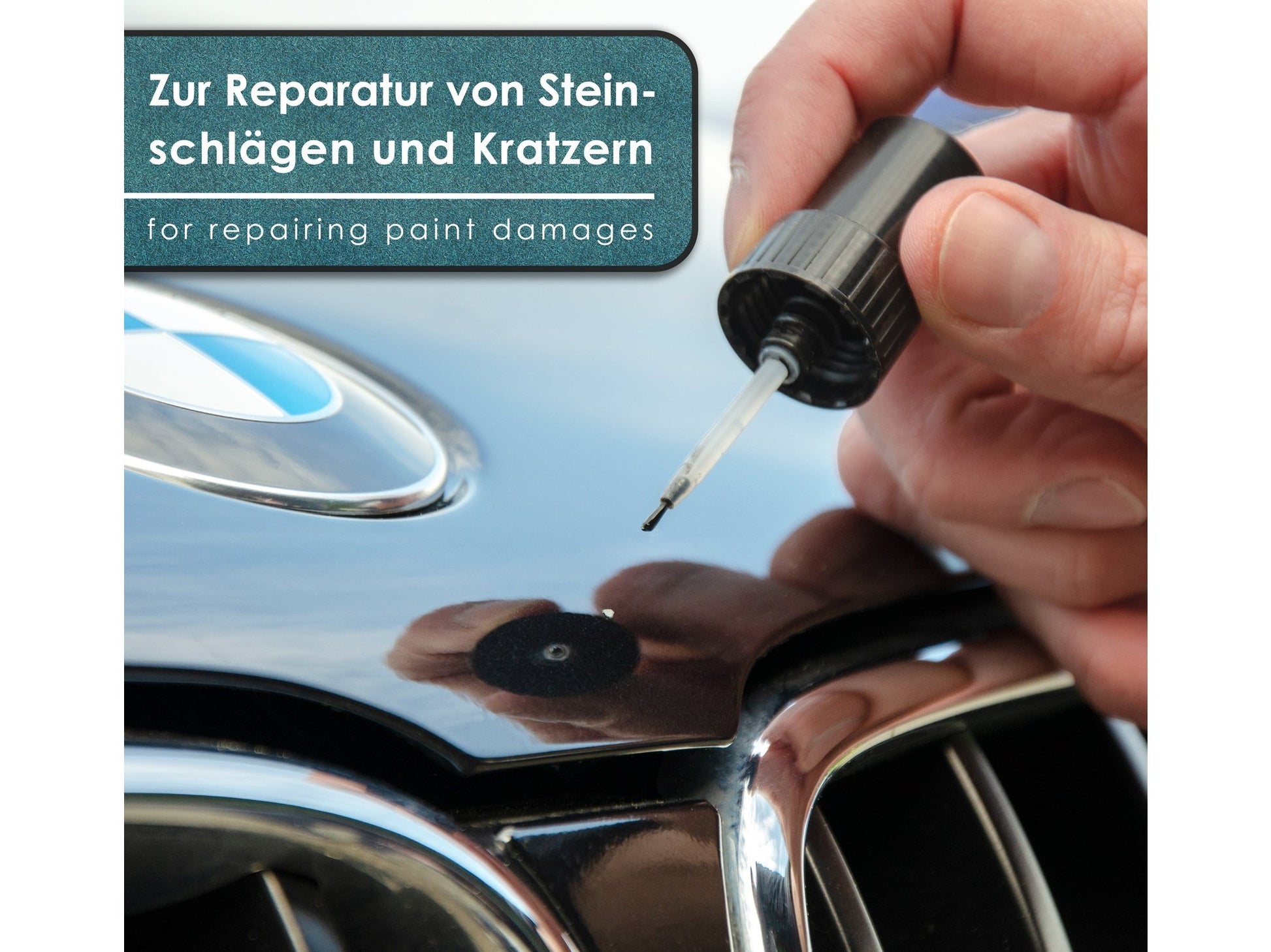 Lackstift - SCHWARZ GLANZ - 1-Schicht-Lack zur Ausbesserung von Steinschlägen und Kratzern an Fahrzeugen